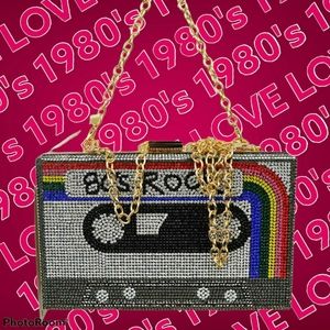 80's Rock Retro Cassette Tape Shape Clutch